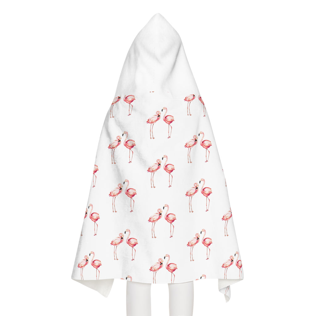 Youth Flamingo Hooded Towel detail — Bahamas kids beach gift by Treasure Trove Creations