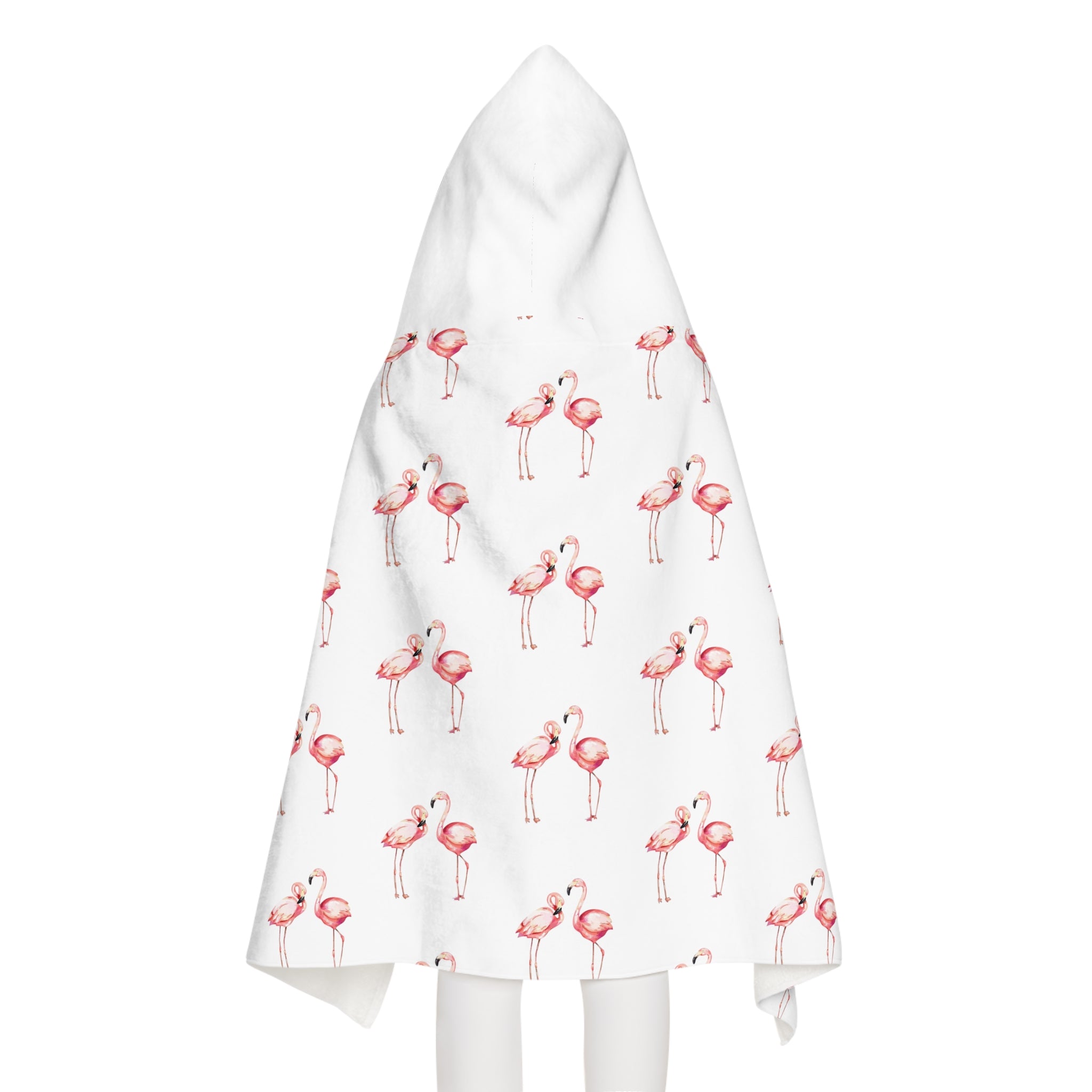 Youth Flamingo Hooded Towel detail — Bahamas kids beach gift by Treasure Trove Creations
