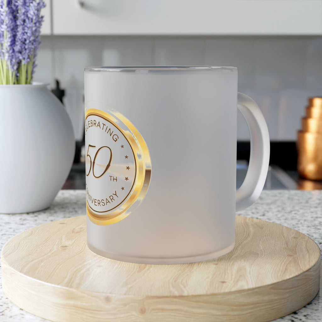 Frosted Glass Mug top view — 11oz frosted glass, do not microwave
