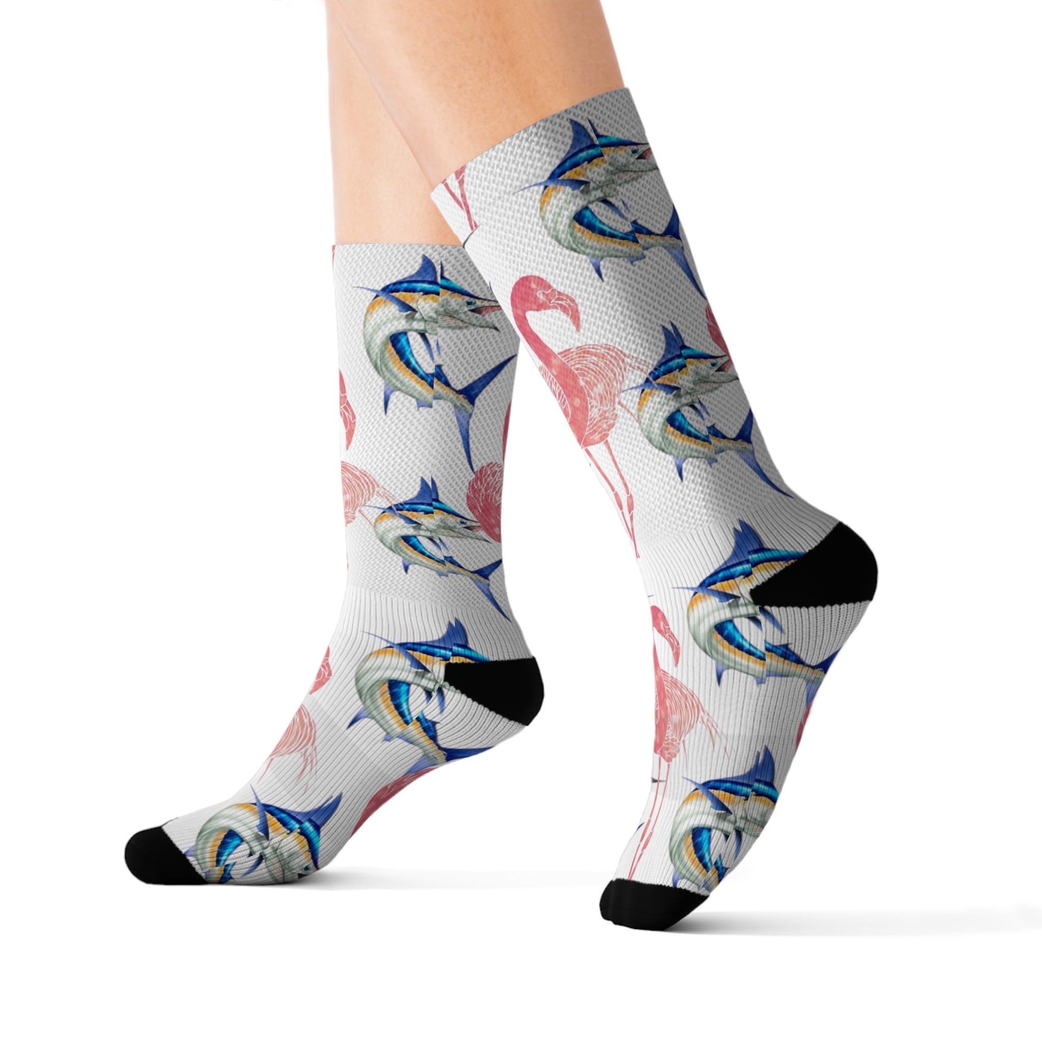 Blue Marlin & Flamingo Socks #1