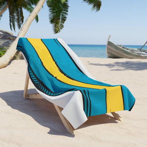 Bahamas Beach Towel 36x72 inch — custom AOP print, 50% polyester cotton, white loop backing
