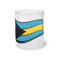 Bahamas Flag Frosted Glass Mug front view — 11oz sublimation print, island pride design