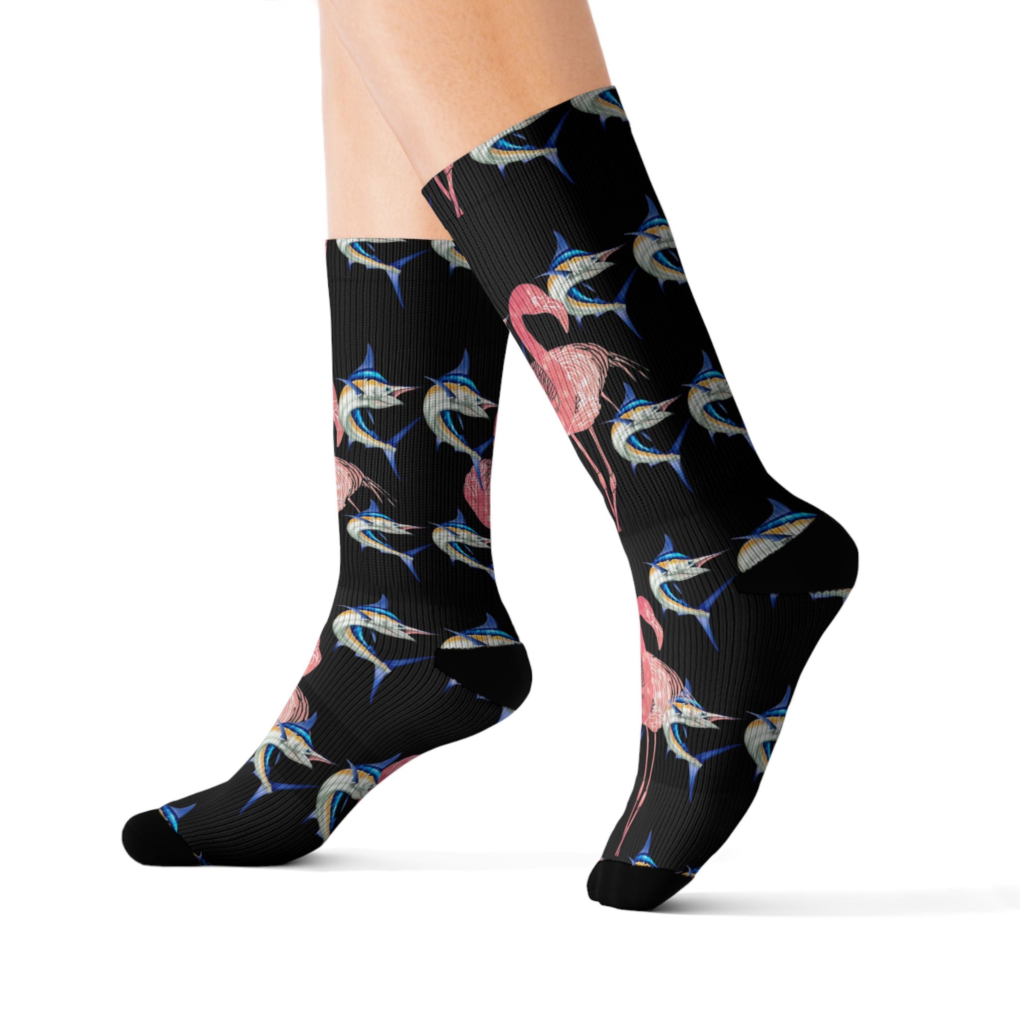 Blue Marlin & Flamingo Socks