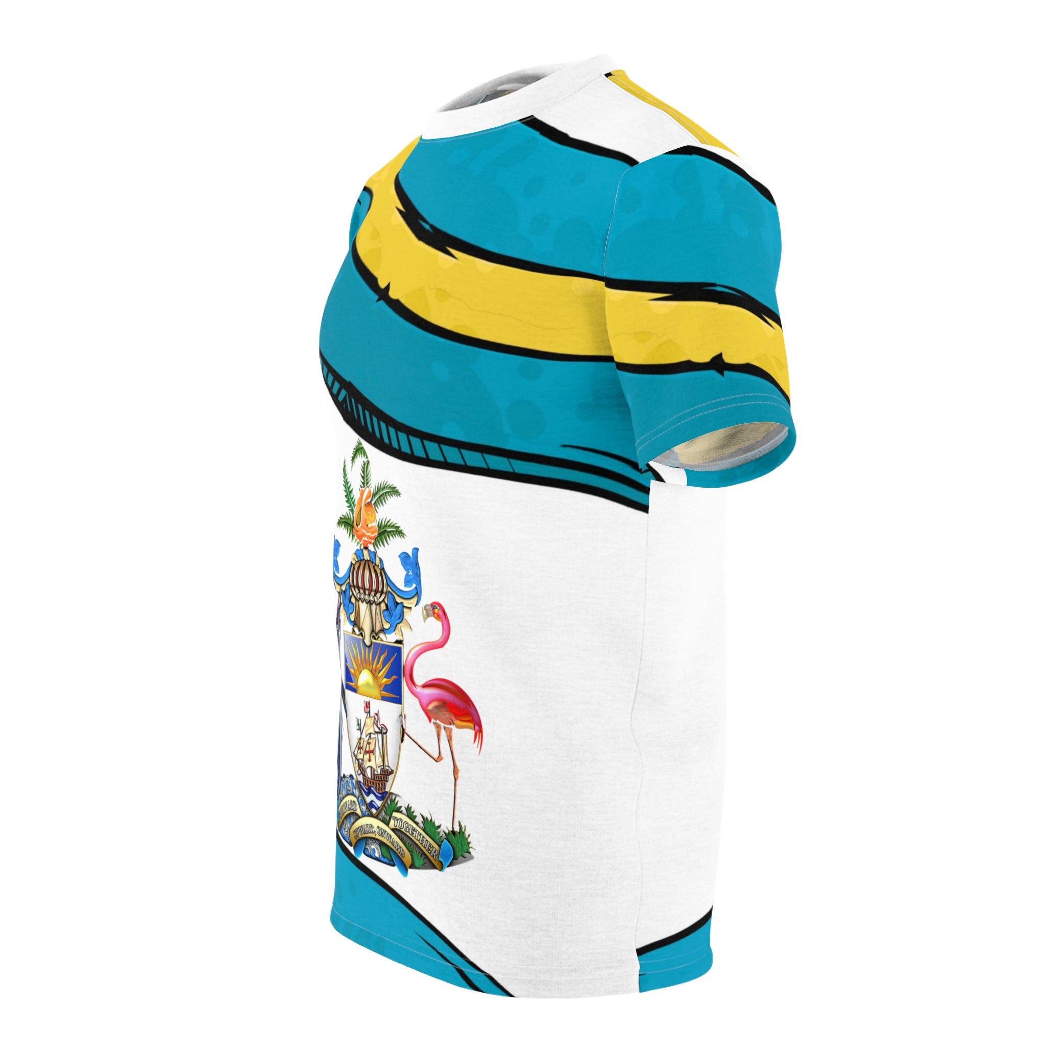 Cycling jersey with colorful design on a white background