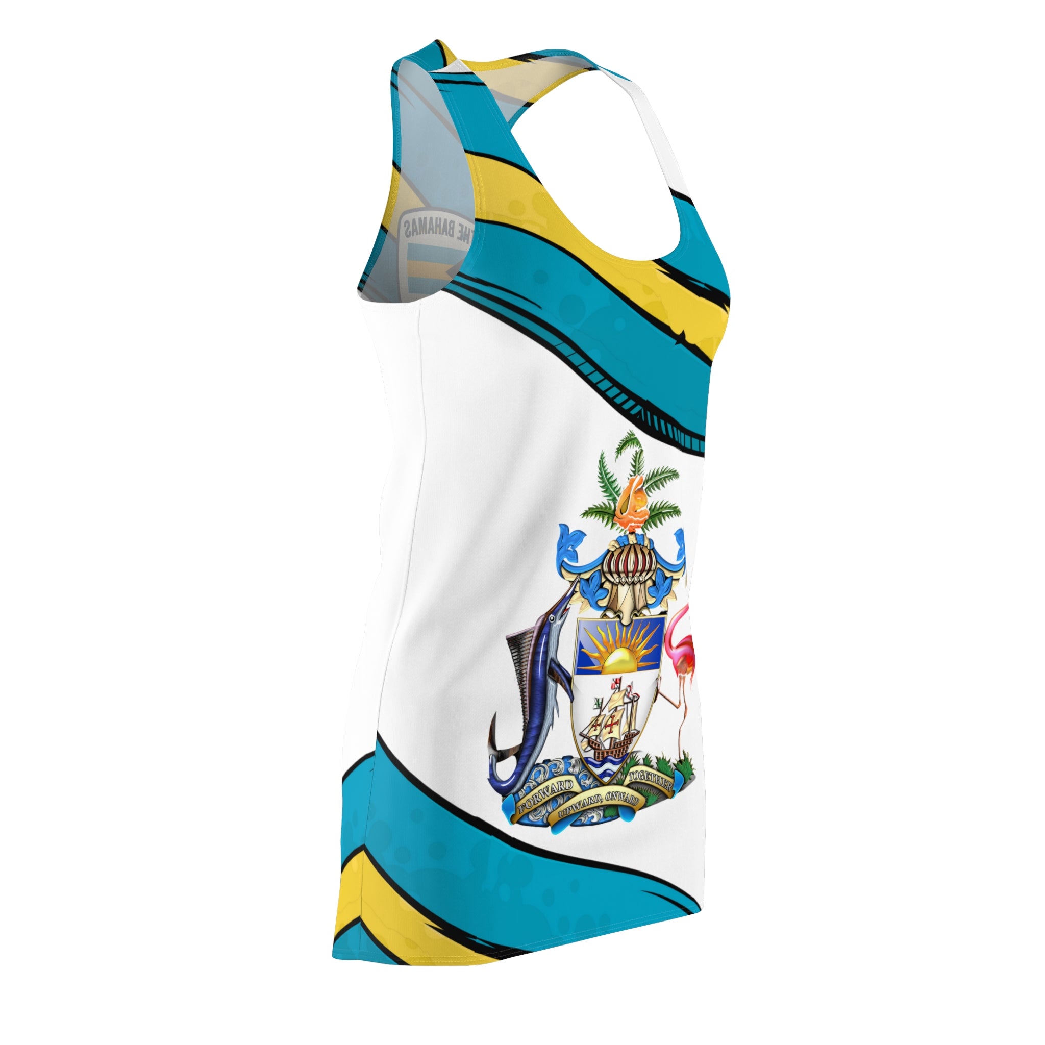 Tank top with a colorful design on a white background