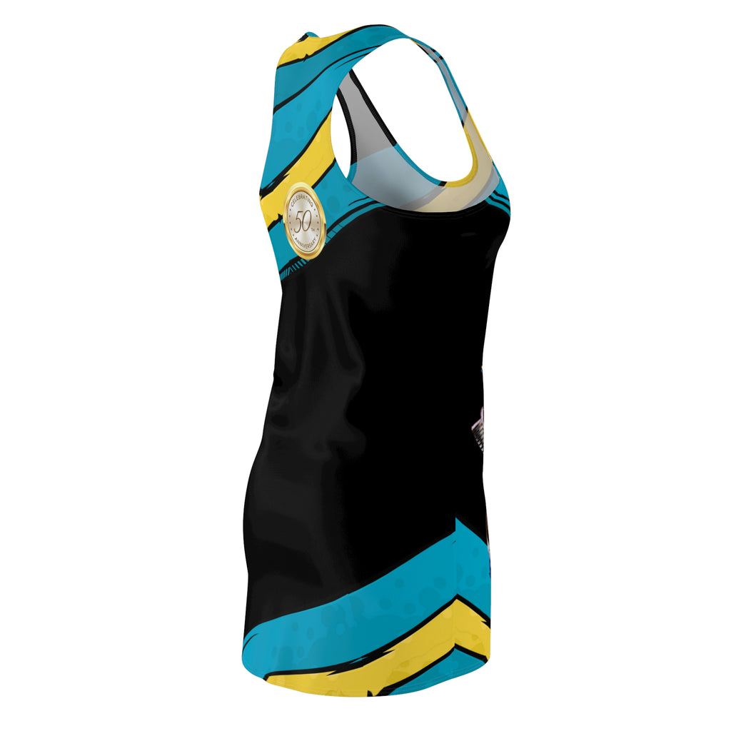 Coat of Arms Blend Dress detail — Bahamas Coat of Arms sublimation print, lightweight fabric