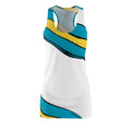 BH Colors Dress White front view — Bahamas AOP racerback dress, sizes XS–2XL