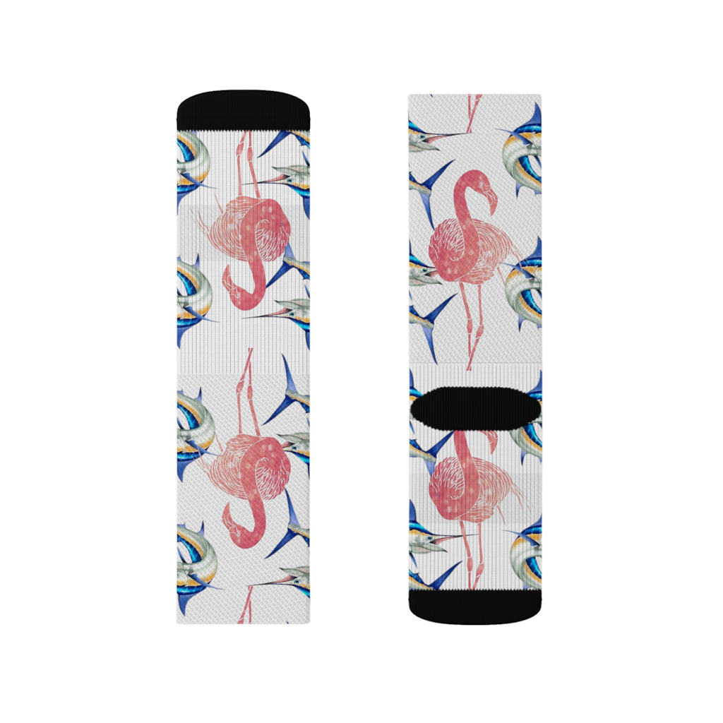 Blue Marlin & Flamingo Socks #1