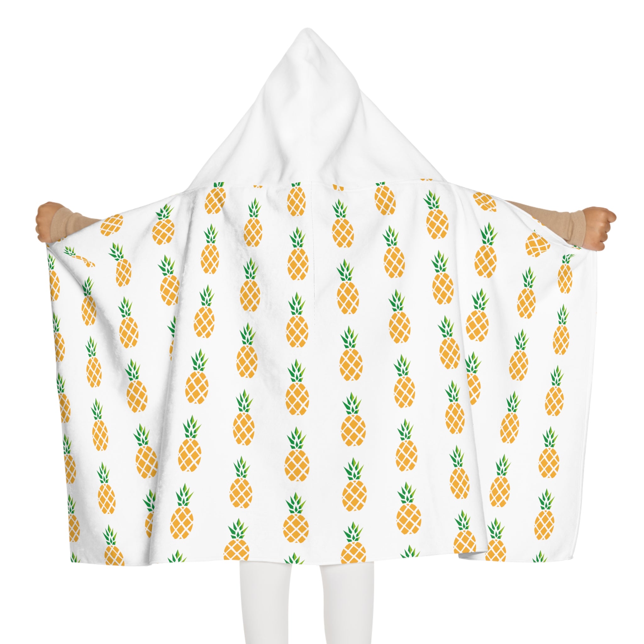 Youth Pineapple Hooded Towel front view — 24x48 inch kids AOP hooded beach towel