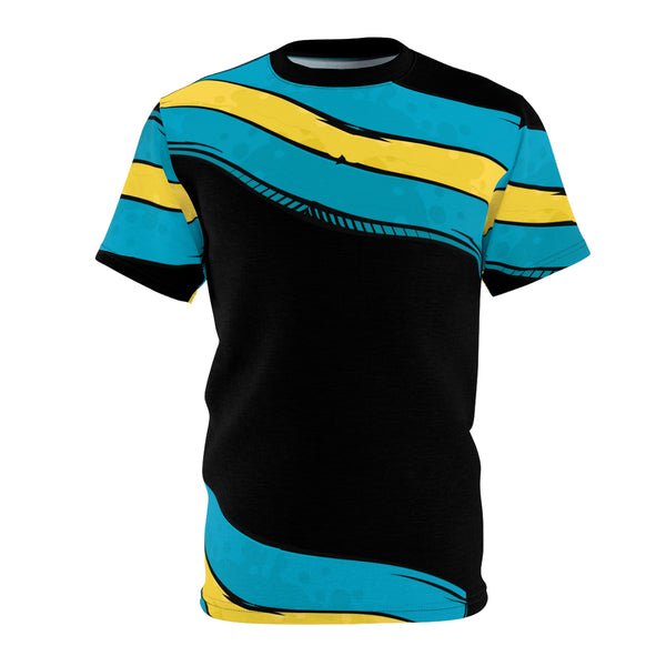 Bahamas Colors Unisex Tee [color] front — Bahamas flag colors AOP t-shirt