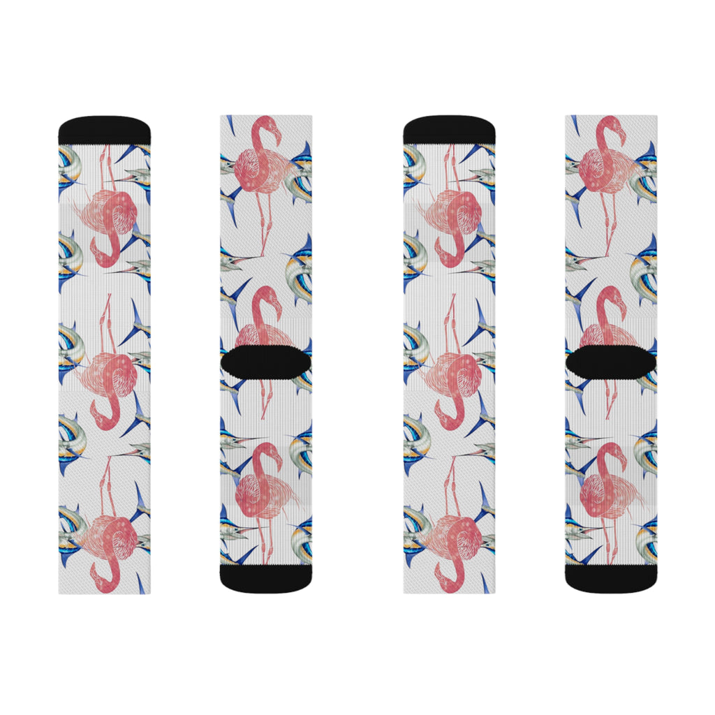 Blue Marlin & Flamingo Socks #1